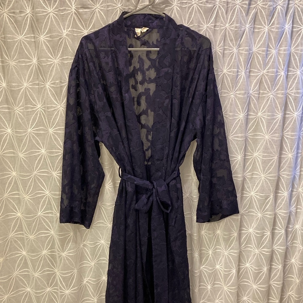 Vintage Victoria Secret Full Length Sheer Robe - Deep blue, size Medium